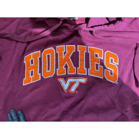 VT Virginia Tech Hokies Embroidered Maroon XL Hoodie Sweatshirt Front Pocket - Picture 2 of 11
